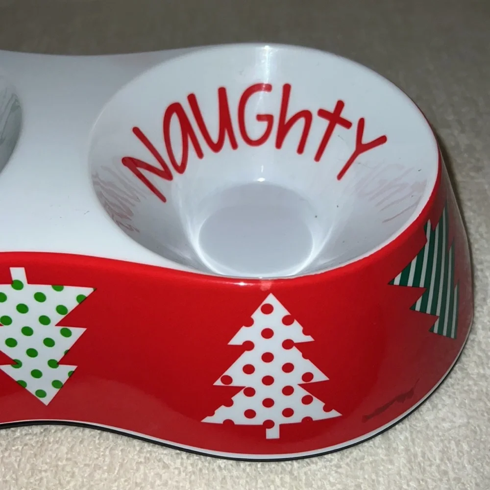 Naughty or nice 2 in one dog bowl